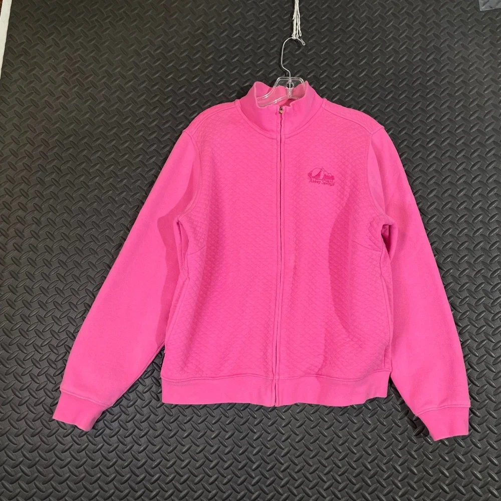 Kate Lord Golf Hot Pink Abbey Springs Full Zip Quilted Sweater‎ Women Size Large
